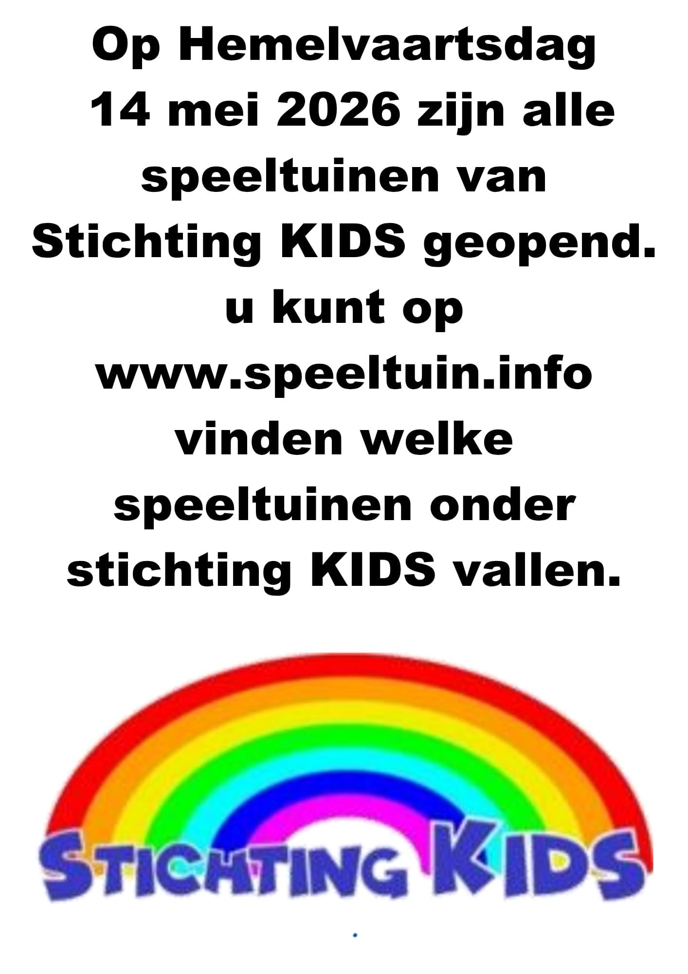 Hemelvaartsdag 14 mei 🌈